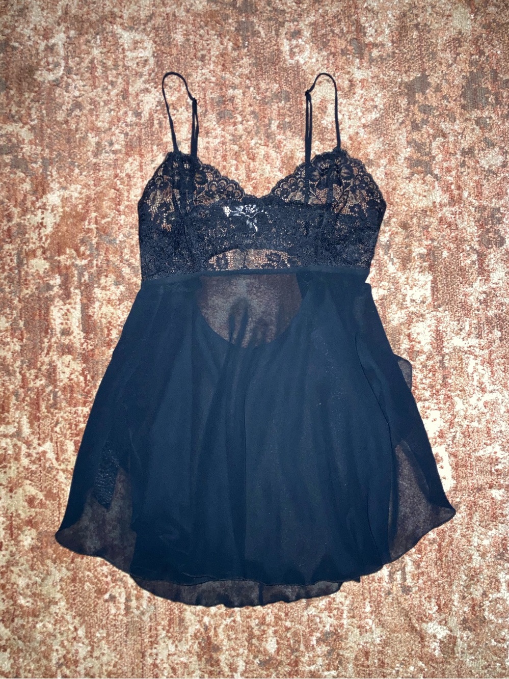 Vintage 1998 Black Lace Babydoll Slip
